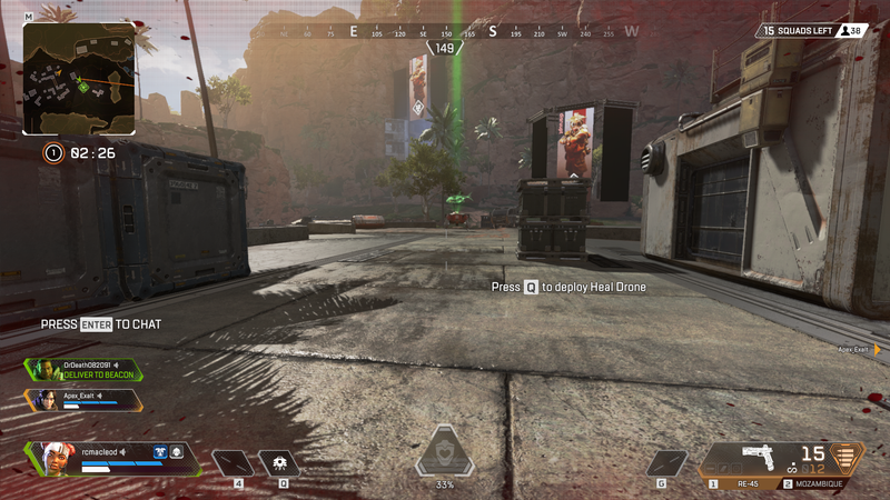 Racing toward a respawn beacon with my teammate’s banner